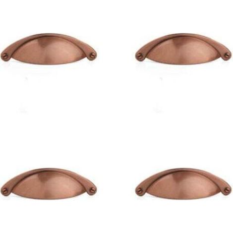 4PCS Poignée Coquille Rétro Poignee de Meuble Vintage Bouton Tiroir Poignée avec Vis pour Placards Armoire Commode Tiroirs (B-430 Bronze rouge brossé) (1/4)