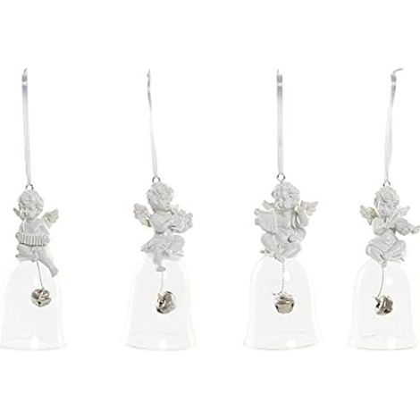 Décoration de Noël - DKD Home Decor - Lot de 4 Anges - Résine et Verre - Multicolore - 5x5x10,5 cm