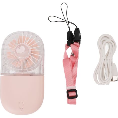 Tragbarer, faltbarer Ventilator mit 5 Geschwindigkeitsstufen, leise und multifunktional, ideal für Reisen, Camping und Outdoor-Aktivitäten (rosa). (1/5)