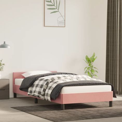 Lit adulte,Cadre de lit et tête de lit pour enfants,adolescents,Facile à Assembler Rose 80x200 cm Velours XZZ289791 (1/5)