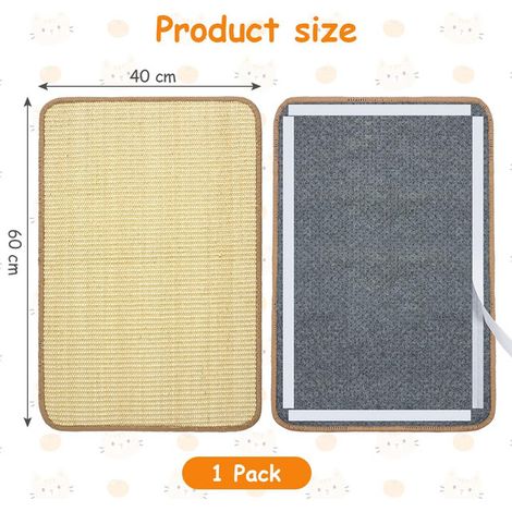 Tapis à griffer pour chat en sisal naturel, protection anti-griffures pour canapé et meubles, 40x60 cm