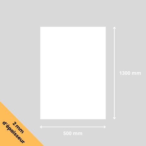 Plaque verre acrylique blanc 2 mm - 50 x 130 cm (500 x 1300 mm) - Verre synthétique - Plaque PMMA XT - Plexiglass
