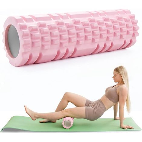 Rouleau de massage mousse – Rose – 30x8 cm – Yoga – Fascias – Dos, nuque, jambes – Relaxation musculaire (1/5)