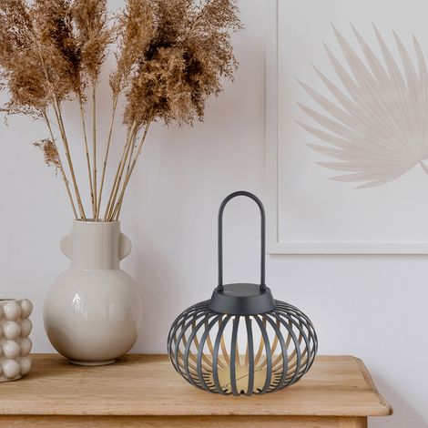 Lampe de table LED, lampe de salon, variateur tactile, anthracite, métal, H 25,5 cm (1/5)