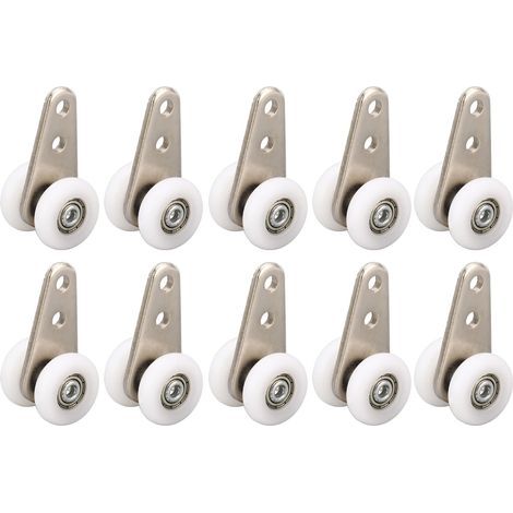 Galet de suspension en nylon pour porte coulissante – Roue de 19 mm avec support en acier inoxydable – Poulie à glissement fluide pour portes coulissantes et placards – Blanc – Lot de 10 pièces (1/4)