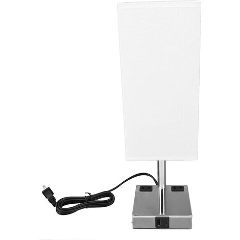 Ortviai Lampe de chevet USB avec commande tactile, abat-jour en lin, ports de charge USB-C et prise secteur (1/5)
