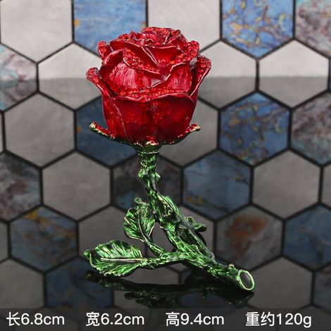 (Une seule rose) Boîte à bijoux en forme de rose, décoration intérieure créative. (1/5)