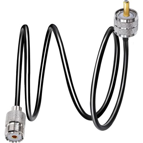 Câble UHF PL259 RG58 3.3ft (1M) PL259 SO239 Câble d'extension mâle à femelle Câble coaxial CB à faible perte Noir pour radio bidirectionnelle Radio CB Dispositifs LAN sans fil (1/5)