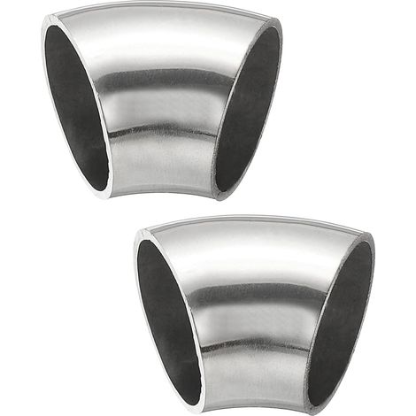 2 x 45°-Bögen mit Dorn – Edelstahl 304 – 25-mm-Abgasanschluss – Korrosionsbeständig – Automobilindustrie, HLK, Industrie – Silber (1/5)