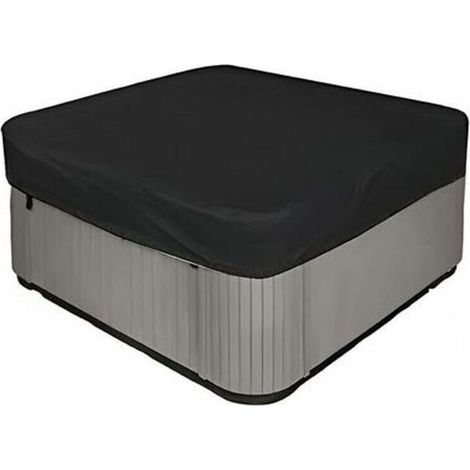 Quadratische, wasserdichte und UV-beständige Whirlpoolabdeckung aus 210D-Gewebe – 231 x 231 x 30 cm – Schwarz (1/5)