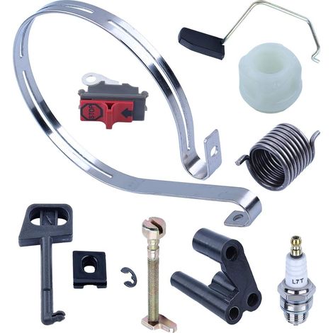 Adefol Ensemble de démarreur pour Husqvarna 136 137 141 142 remplacement pour 530052232 530021180 530059677 530029831 frein de chaîne, réglage de bande, interrupteur d'arrêt, bougie, pièces de tronçon (1/5)
