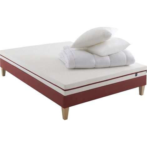 Ensemble matelas junior 100% latex, sommier, pieds, couette et oreiller Crépuscule 200 - SOMEO 140x190 (1/5)