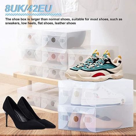 12Pcs Boîte à Chaussure Empilable Rangement Boite Chaussure en Plastique Respirant Solide Transparente,28189.5cm (1/4)