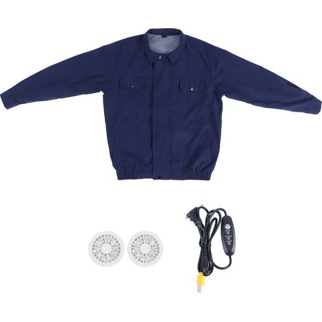 Veste de refroidissement USB avec ventilateurs doubles pour travail en été - Bleu foncé (1/5)