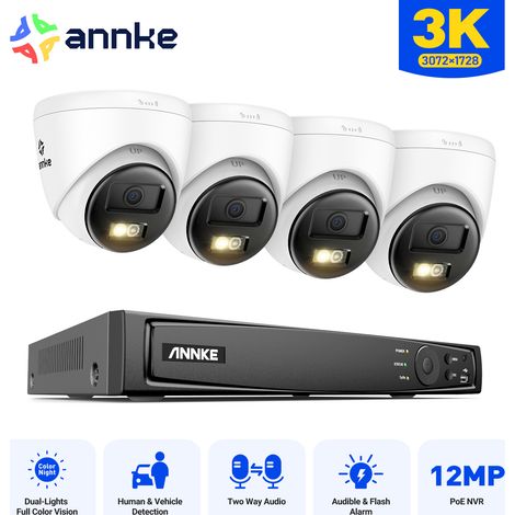 ANNKE 5MP Kits de Videovigilancia Exterior 8CH NVR 4 × Cámaras Visión Nocturna,Audio Bidireccional,Smart Doble Luz,APP/PC Remota (1/5)