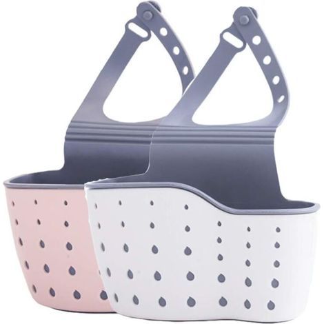 pair Porte éponge Organisateur d'évier de Cuisine et Salle de Bains Prise de Rangement Panier Suspendu Beige et Rose Cuisine et Salle de Bains Robinet de Rangement Panier Suspendu 2 pièces-Fei Yu