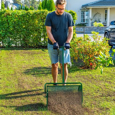 Épandeur de compost 75 L 61 x 40 cm, épandeur d'engrais pour pelouse et jardin avec poignée (1/5)