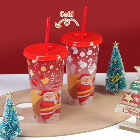 Tasse Thermochromique - 710 ml - Design Père Noël - Résistant au Froid - Sans BPA - Réutilisable - 1 Pièce (1/5)