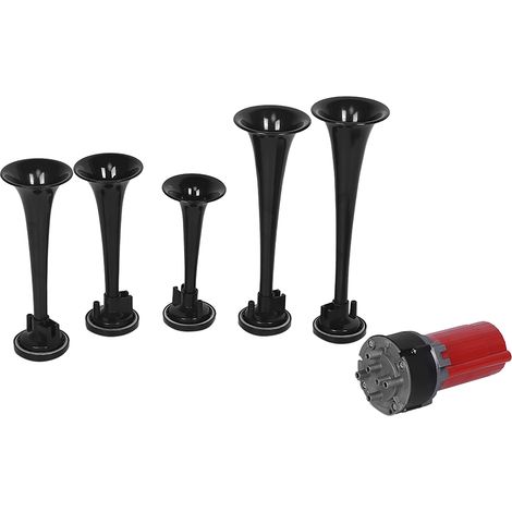 Kit de klaxon à compresseur universel 12 V à 5 gaz, puissant et adapté aux voitures, camions et bateaux (noir) (1/5)