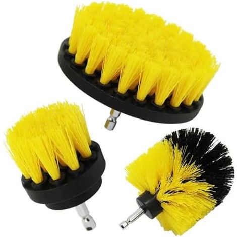 Kit Brosse Perceuse Électrique 3 Pièces de Nettoyage pour Jantes, Carrelage, Tapis, Baignoire, Cuisine, Toilettes et Sol - (1/5)