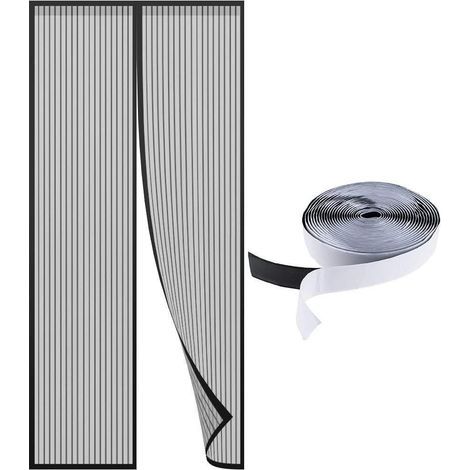 AIDUCHO Magnetisches Moskitonetz, Türvorhang mit Magnetverschluss, eleganter Anti-Mücken-Vorhang, ideal für Türen und Terrassen, hält Mücken und andere Insekten fern – Schwarz, 120 x 210 cm (1/5)