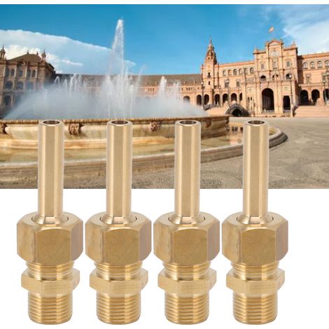 Set mit 4 Einzelstrahl-Sprinklerköpfen mit Außengewinde, komplett aus Kupfer gefertigt, sechseckiger Direktstrahlkopf, CC-Springbrunnendüse, 3-Punkt G3/8 (1/5)