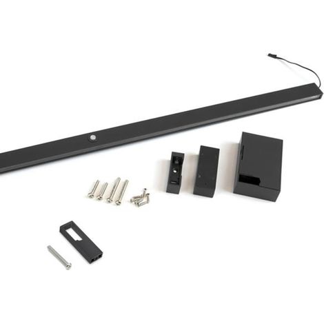 Emuca Barra para armario con luz LED Castor, batería extraible y sensor de movimiento, L1.158mm, Plástico y aluminio, Pintado negro texturizado -