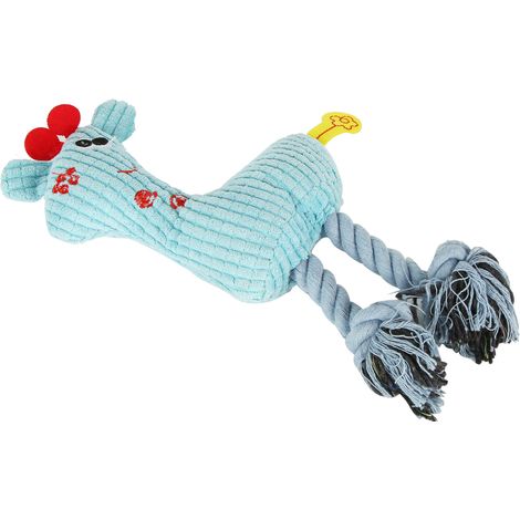 Jouet à mâcher en forme de chiot couineur pour chien, peluche pour le nettoyage des dents, en forme de cerf, bleu (1/5)