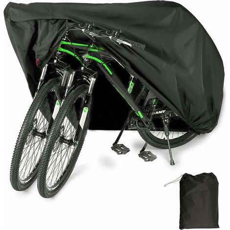 Ahlsen Funda para bicicleta, funda impermeable para bicicleta de alta calidad fabricada en poliéster Oxford, apta para bicicletas y scooters. Cubre hasta dos bicicletas (negro, 200 x 110 x 70 cm) – (1/5)