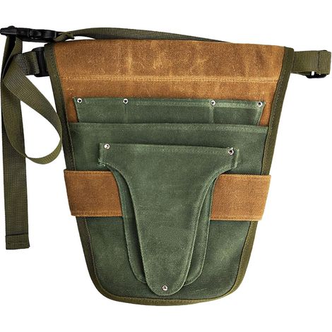 Ceinture à outils de jardinage pratique, avec plusieurs poches pour outils de jardinage en plein air pour femmes et hommes - vert et marron (1/5)