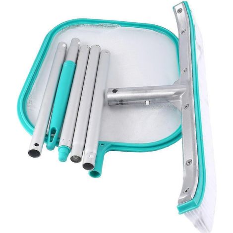 Kit d'entretien de piscine, comprenant une épuisette, une perche télescopique de 45 cm et une brosse de nettoyage, pour enlever les débris de la piscine. (1/5)