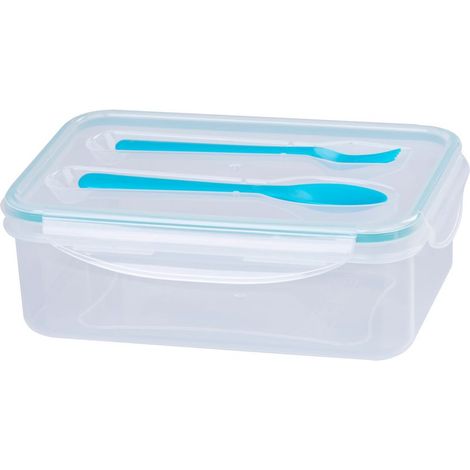Boîte a lunch MagicHome, carrée, avec fourchette et cuillere, 1500 ml, 22x15,2x7,6 cm