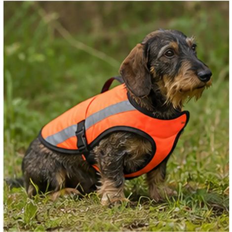 Gilet orange fluo bande réfléchissantes pour chien 3 tailles