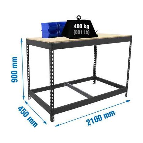 Banco de trabajo Simon-Rack basic 1 robusto anthracita madera (1/2)