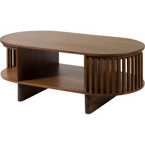 Tavolino da Salotto Acacia naturale Laccato 120x60x45 cm montato parzialmente MADRID 90 (1/3)