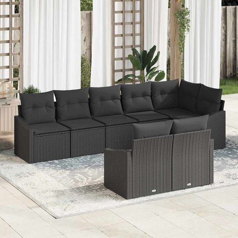 vidaXL Gartensofa-set mit Kissen 8 pcs Schwarz Poly-Rattan (1/5)