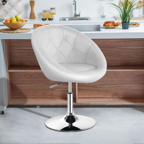 Confort Ergonomique Fauteuil Pivotant de Coiffeuse Hauteur Réglable 41-55cm pour Bureau Dressing Blanc (1/5)