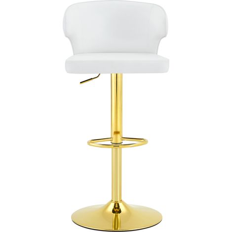 CHICFURN Juego de 2 taburetes de bar con respaldo regulables 85 a 110 cm PU blanco giratorios (1/5)