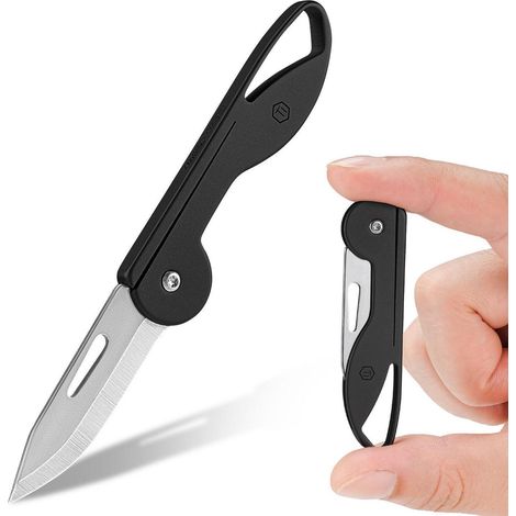 Mini Klappmesser Titan Schlüsselanhänger Rasiermesserscharf Grau M
