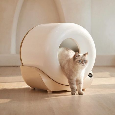 Bac à litière autonettoyant pour chat avec capteur - contrôle par application - veilleuse - tambour amovible - pour plusieurs chats