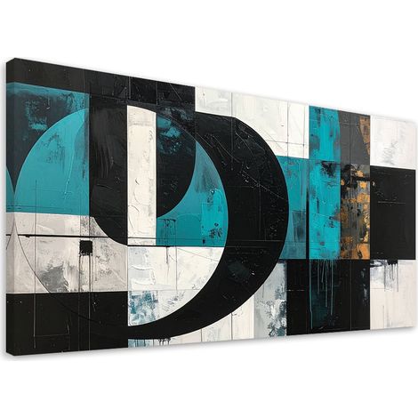 Quadro su tela, Forme geometriche astratte turchese, 100x50 (1/5)
