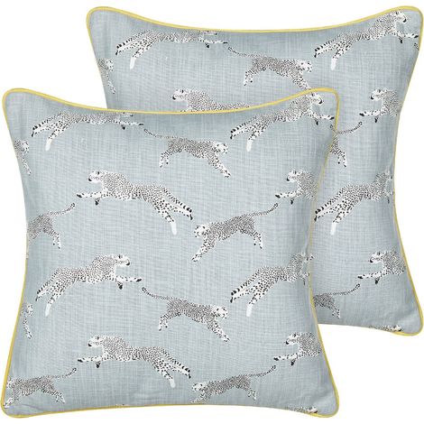 Dekokissen 2er Set ARALES Baumwolle 45 x 45 cm Hellgrau Tiermuster