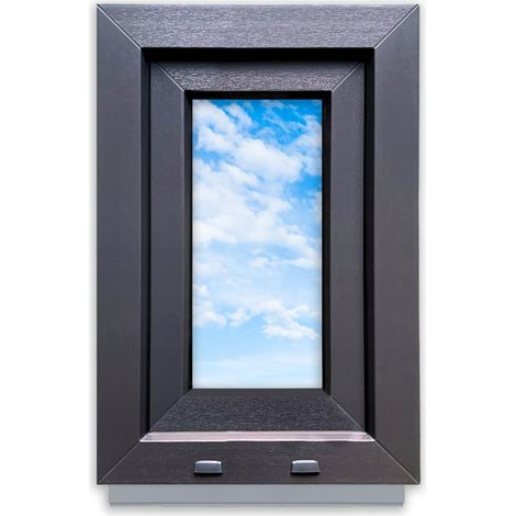 Finestra in PVC antracite, basculante, 40x60 cm, 400x600 mm, doppio vetro, basculante, Grafite