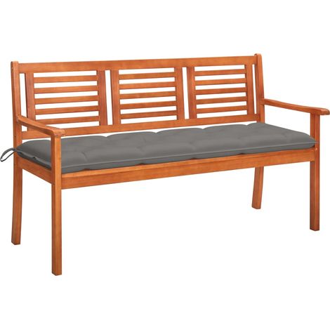 3-Sitzer-Gartenbank mit Auflage 150 cm Massivholz Eukalyptus