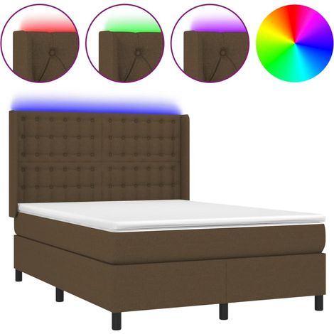 Maison Exclusive - Boxspringbett mit Matratze & LED Dunkelbraun 1