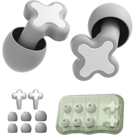 JSSEVN-Bouchons d'oreilles en silicone souple, réduction du bruit, blocage du son, pour la maison et le sommeil, gris (1/3)