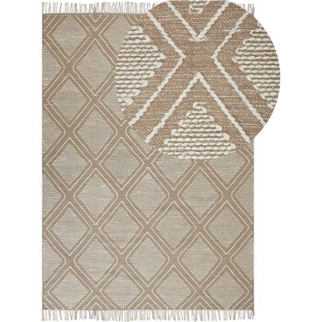 Teppich KACEM Beige 160 x 230 cm Baumwolle