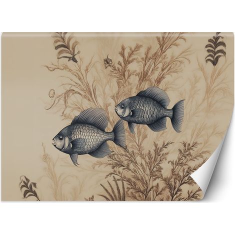 Fototapete Fisch auf beigem Hintergrund 100x70 cm