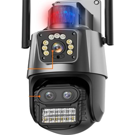 Caméra de sécurité à Domicile 9MP 4K PTZ caméra 8X Hybride Zoom 6MP IP caméra extérieure Trois lentilles Double écran caméra de sécurité Suivi Automatique Surveillance(6MP Camera) (1/5)