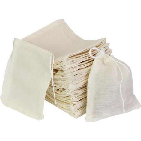 50 sacchetti in rete di cotone con coulisse regolabile, riutilizzabili, adatti per regali, lavori creativi, materiali artistici, compleanni, ringraziamenti, ecc., misurano 8 x 10 cm. (1/5)